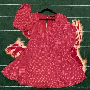 Forever 21 Long Sleeves Polka Dot Flare Dress